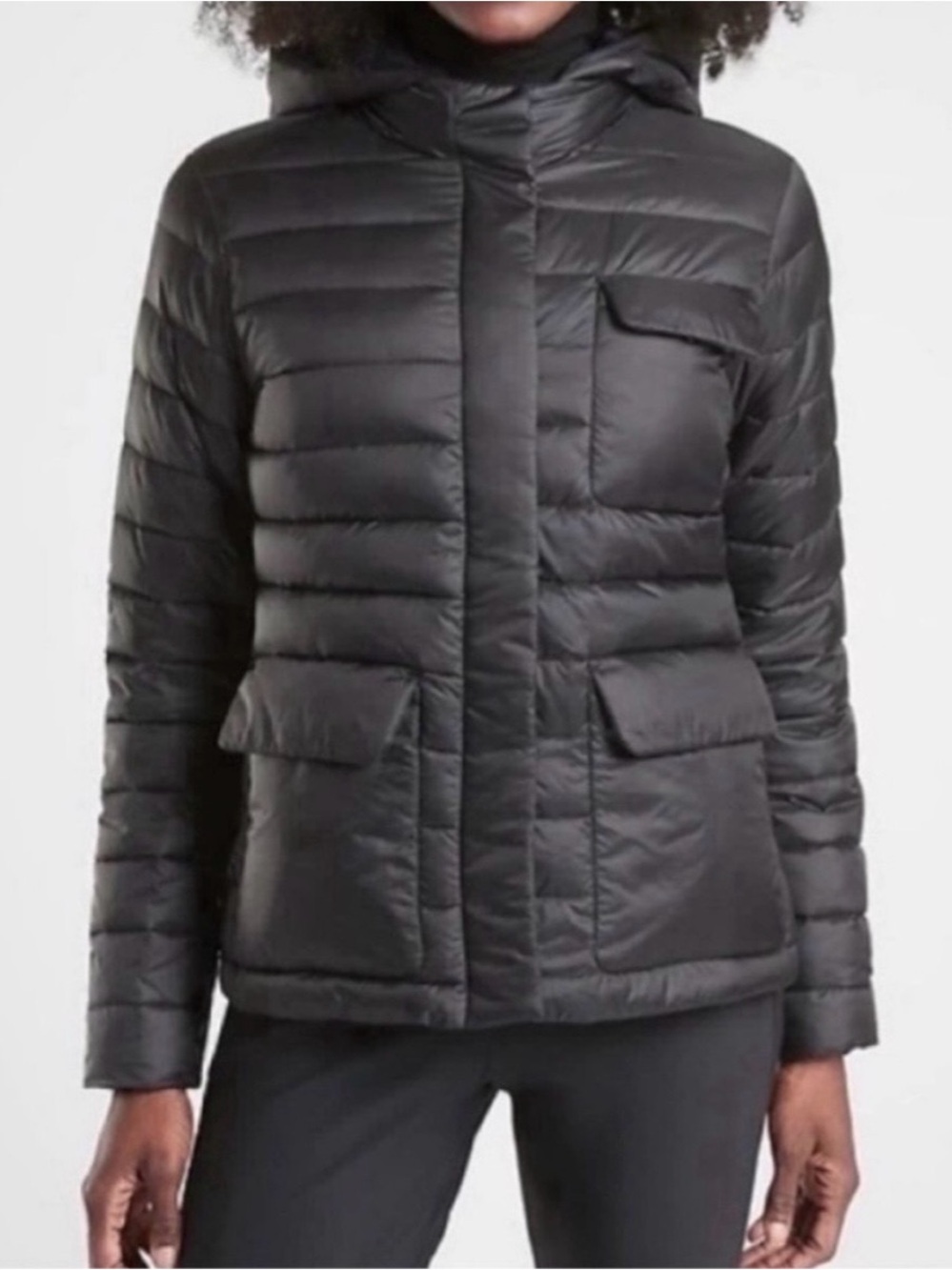 Athleta reversible black puffer jacket coat - Picture 1 of 11